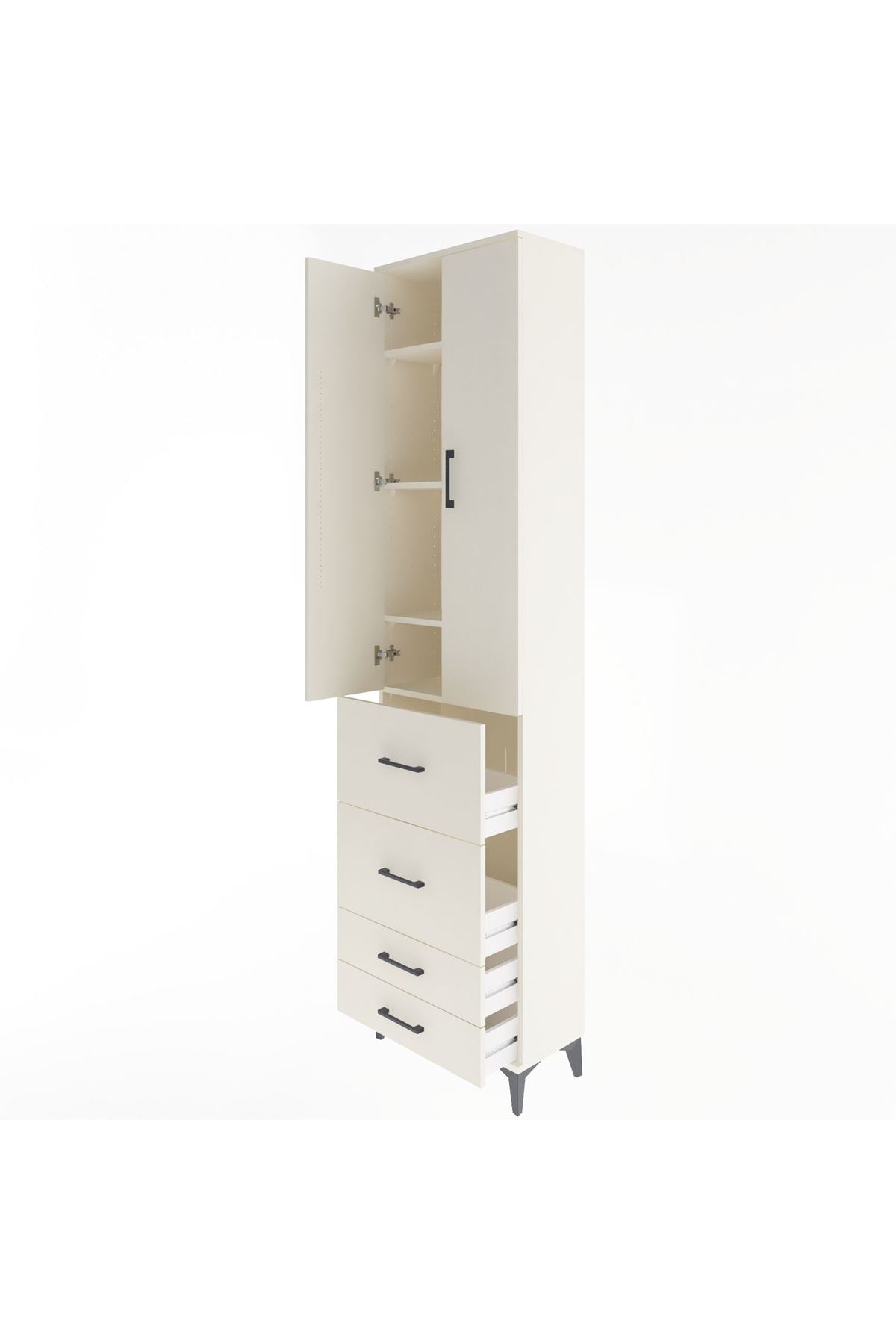 Arges Dolap 4 Raflı 4 Çekmeceli 2 Kapaklı 60x30x243 Aytaşı-Aytaşı