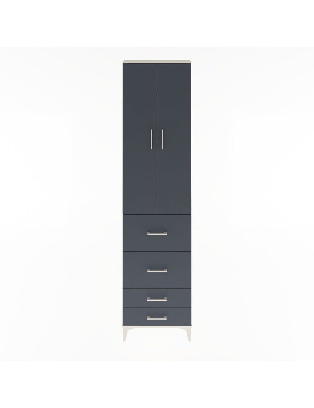 Arges Dolap 4 Raflı 4 Çekmeceli 2 Kapaklı 60x30x243 Aytaşı-Antrasit