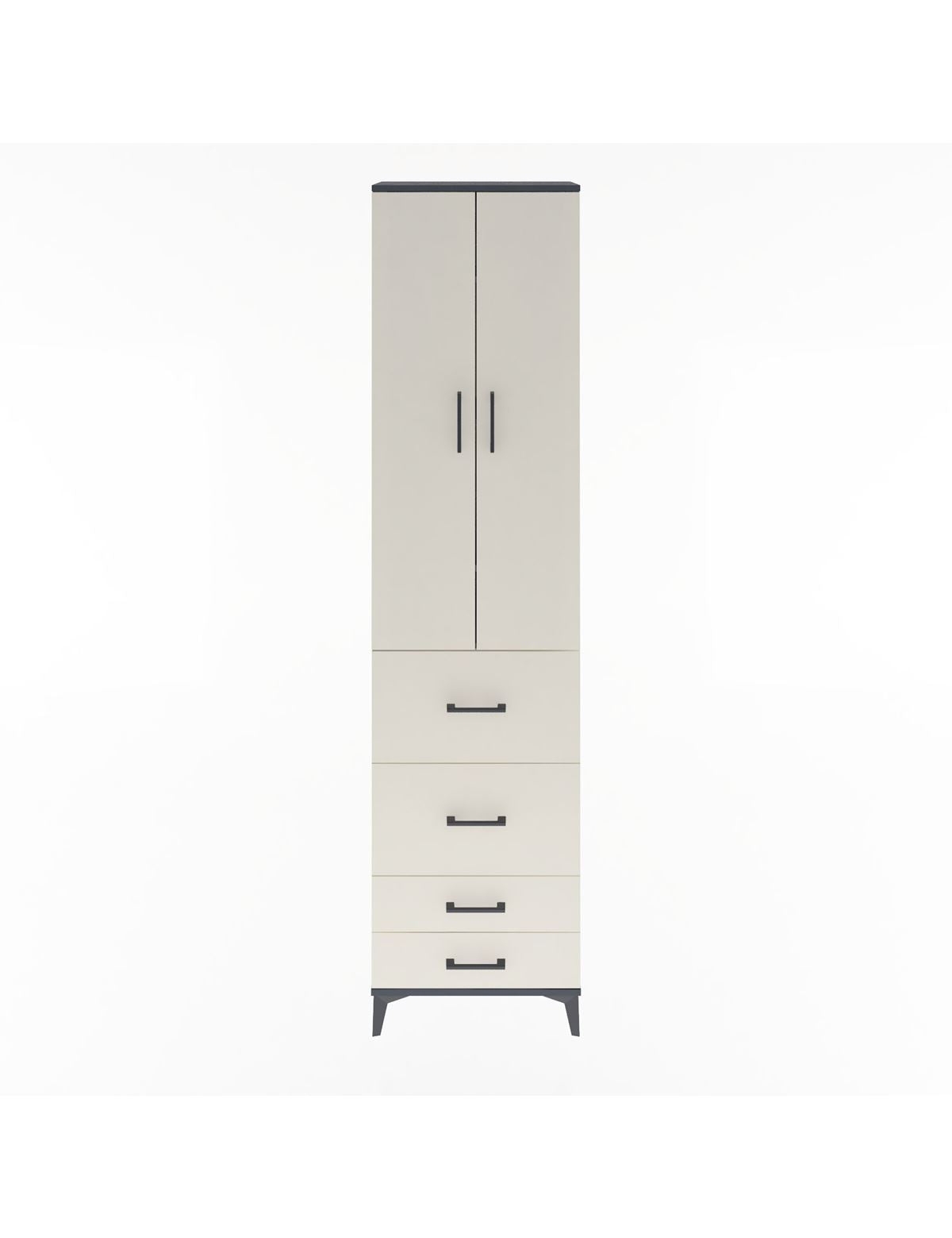 Arges Dolap 4 Raflı 4 Çekmeceli 2 Kapaklı 60x30x243 Antrasit-Aytaşı