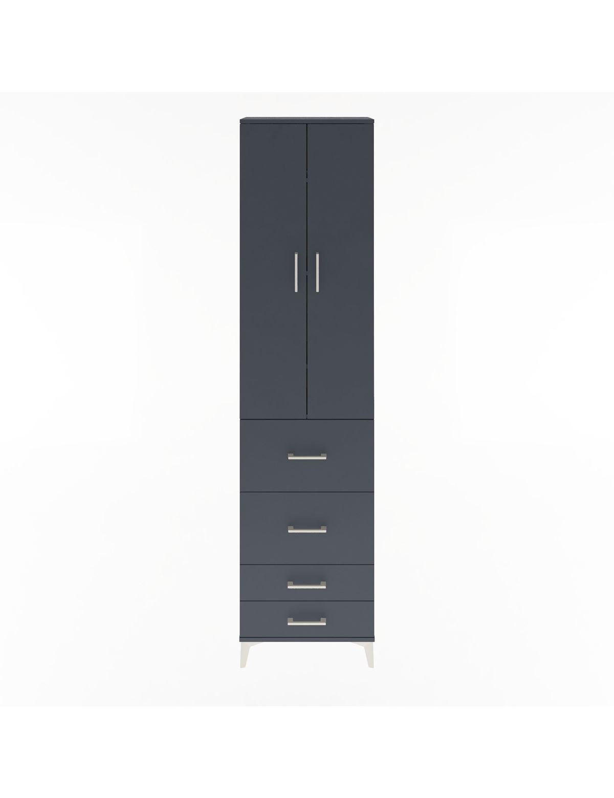 Arges Dolap 4 Raflı 4 Çekmeceli 2 Kapaklı 60x30x243 Antrasit-Antrasit