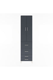 Arges Dolap 4 Raflı 4 Çekmeceli 2 Kapaklı 60x30x243 Antrasit-Antrasit