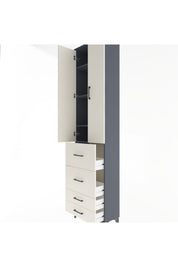 Arges Dolap 4 Raflı 4 Çekmeceli 2 Kapaklı 60x30x243 Antrasit-Aytaşı