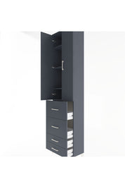 Arges Dolap 4 Raflı 4 Çekmeceli 2 Kapaklı 60x30x243 Antrasit-Antrasit