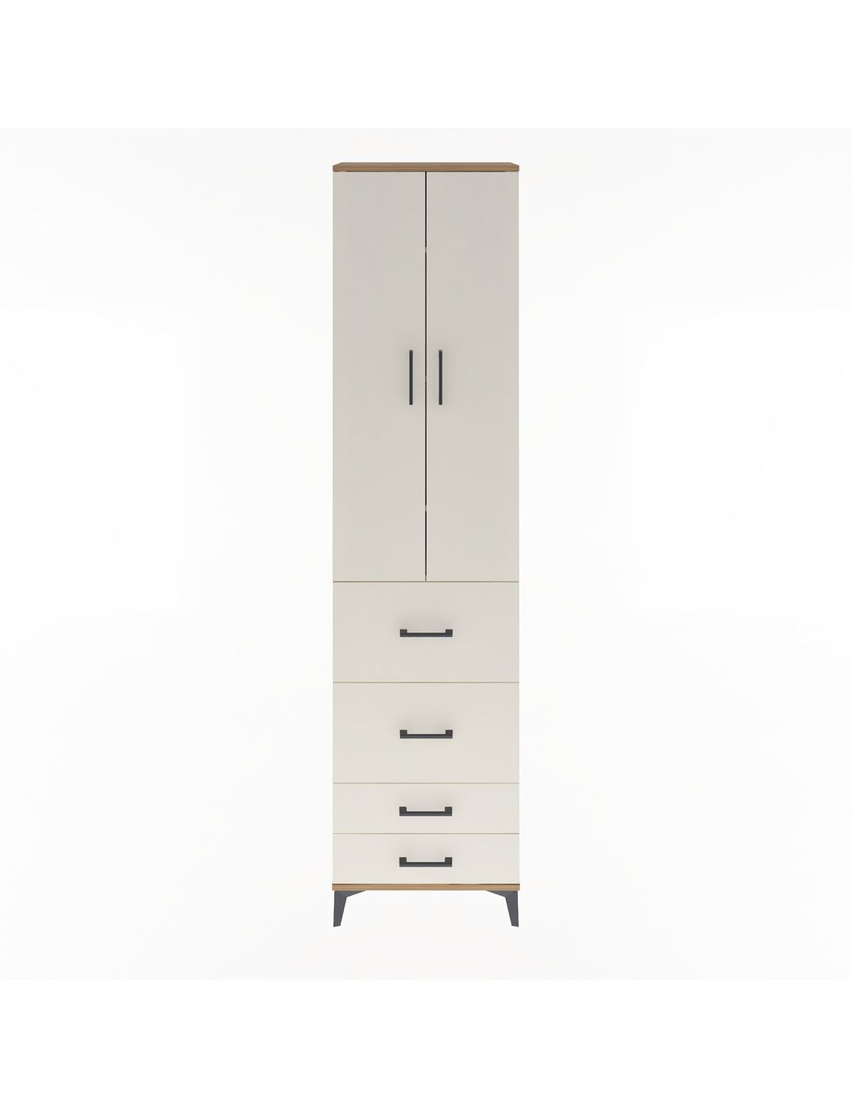 Arges Dolap 4 Raflı 4 Çekmeceli 2 Kapaklı 60x30x243 Çam-Aytaşı