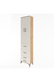 Arges Dolap 4 Raflı 4 Çekmeceli 2 Kapaklı 60x30x243 Çam-Aytaşı
