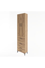 Arges Dolap 4 Raflı 4 Çekmeceli 2 Kapaklı 60x30x243 Çam-Çam
