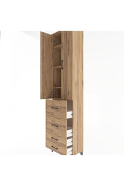 Arges Dolap 4 Raflı 4 Çekmeceli 2 Kapaklı 60x30x243 Çam-Çam