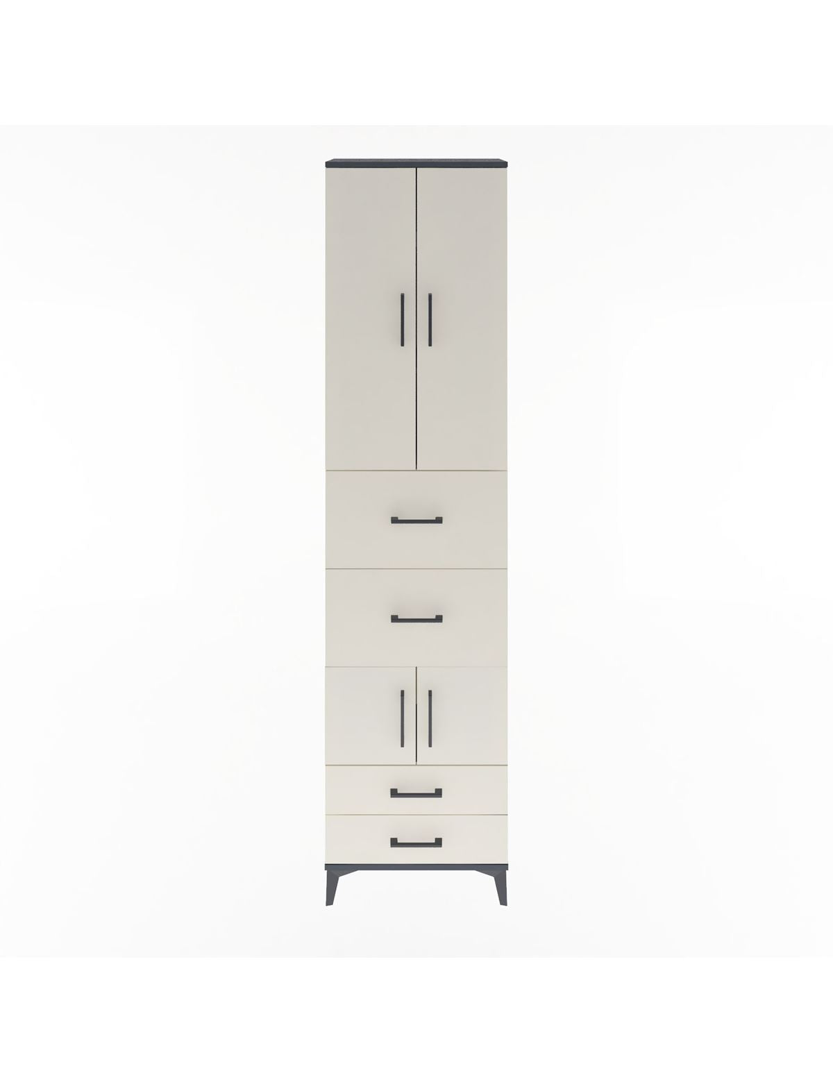 Arges Dolap 4 Raflı 4 Çekmeceli 4 Kapaklı 60x30x243 Antrasit-Aytaşı