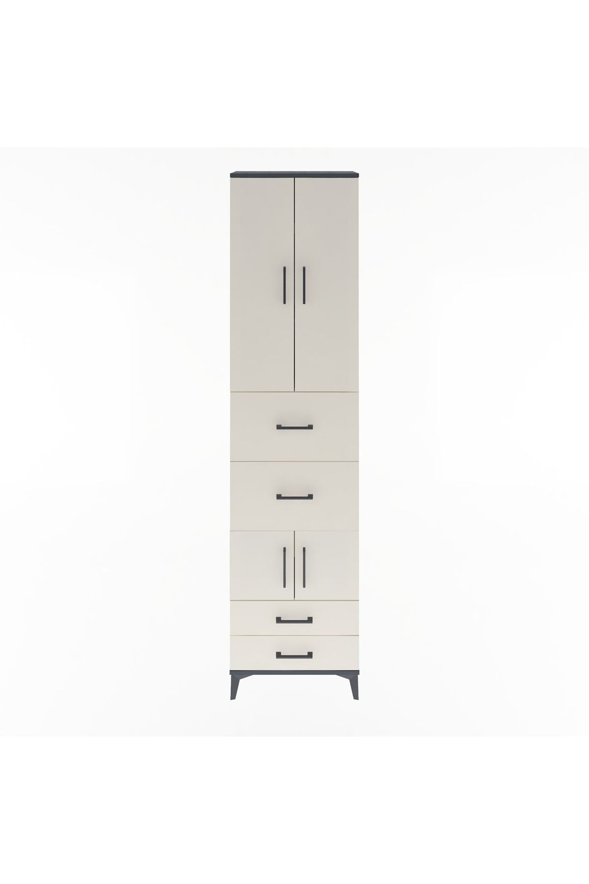 Arges Dolap 4 Raflı 4 Çekmeceli 4 Kapaklı 60x30x243 Antrasit-Aytaşı