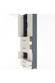 Arges Dolap 4 Raflı 4 Çekmeceli 4 Kapaklı 60x30x243 Antrasit-Aytaşı