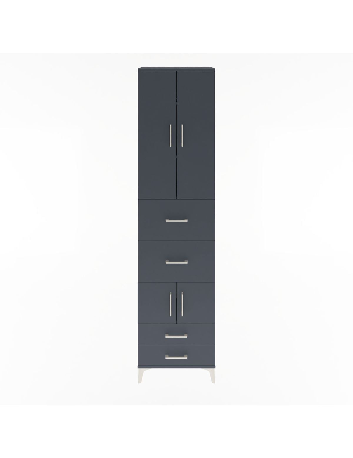Arges Dolap 4 Raflı 4 Çekmeceli 4 Kapaklı 60x30x243 Antrasit-Antrasit