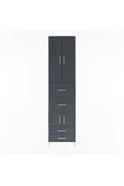 Arges Dolap 4 Raflı 4 Çekmeceli 4 Kapaklı 60x30x243 Antrasit-Antrasit