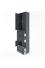 Arges Dolap 4 Raflı 4 Çekmeceli 4 Kapaklı 60x30x243 Antrasit-Antrasit