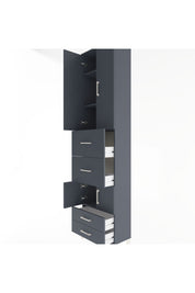 Arges Dolap 4 Raflı 4 Çekmeceli 4 Kapaklı 60x30x243 Antrasit-Antrasit