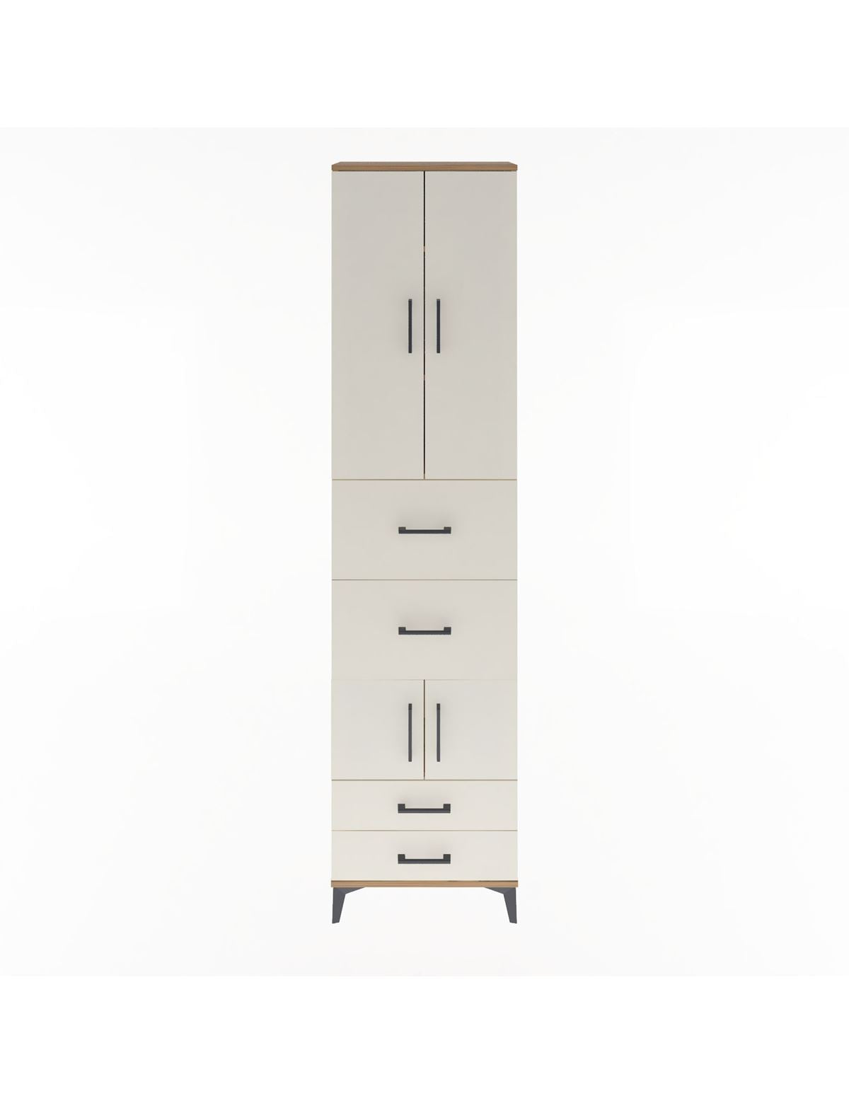 Arges Dolap 4 Raflı 4 Çekmeceli 4 Kapaklı 60x30x243 Çam-Aytaşı