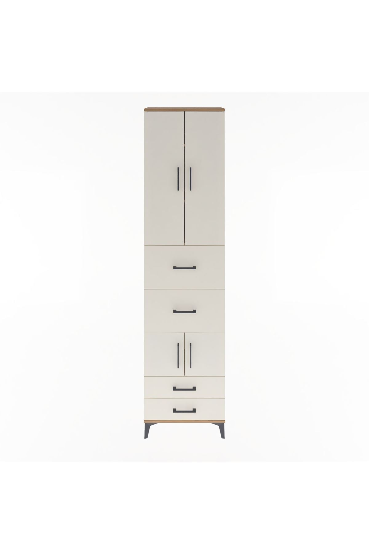 Arges Dolap 4 Raflı 4 Çekmeceli 4 Kapaklı 60x30x243 Çam-Aytaşı