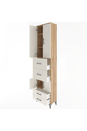 Arges Dolap 4 Raflı 4 Çekmeceli 4 Kapaklı 60x30x243 Çam-Aytaşı