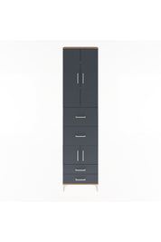 Arges Dolap 4 Raflı 4 Çekmeceli 4 Kapaklı 60x30x243 Çam-Antrasit