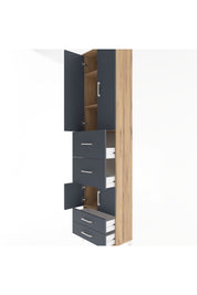 Arges Dolap 4 Raflı 4 Çekmeceli 4 Kapaklı 60x30x243 Çam-Antrasit