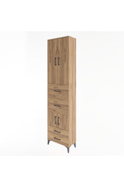 Arges Dolap 4 Raflı 4 Çekmeceli 4 Kapaklı 60x30x243 Çam-Çam