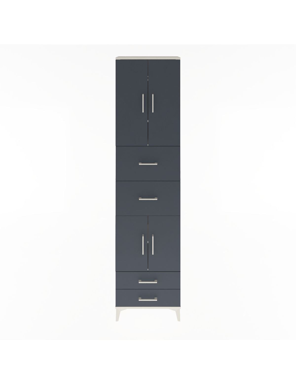 Arges Dolap 5 Raflı 4 Çekmeceli 4 Kapaklı 60x30x243 Aytaşı-Antrasit