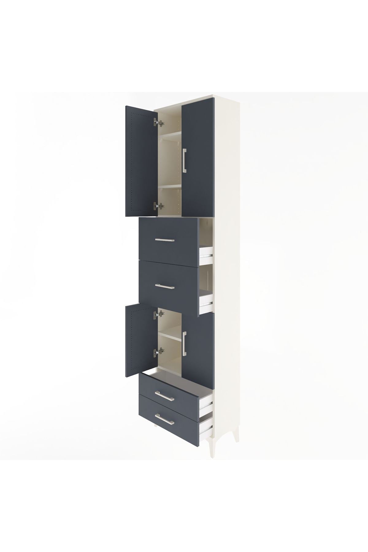 Arges Dolap 5 Raflı 4 Çekmeceli 4 Kapaklı 60x30x243 Aytaşı-Antrasit