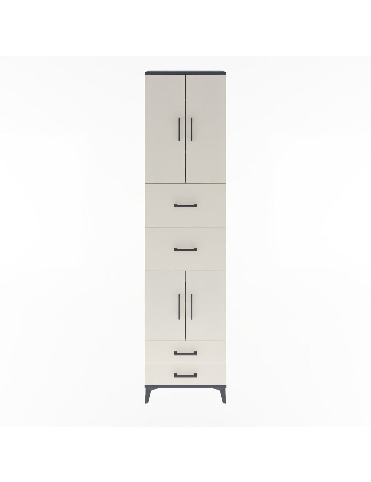 Arges Dolap 5 Raflı 4 Çekmeceli 4 Kapaklı 60x30x243 Antrasit-Aytaşı