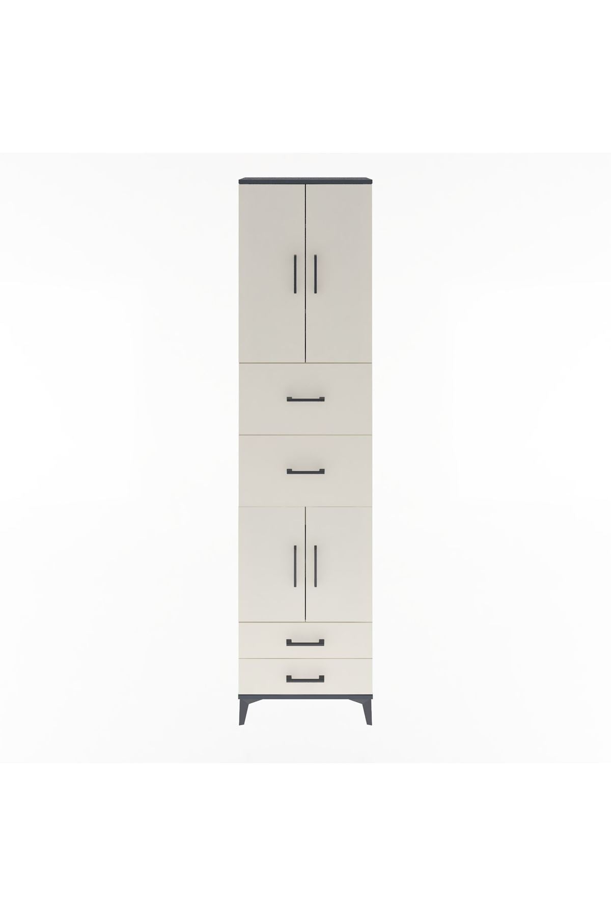 Arges Dolap 5 Raflı 4 Çekmeceli 4 Kapaklı 60x30x243 Antrasit-Aytaşı