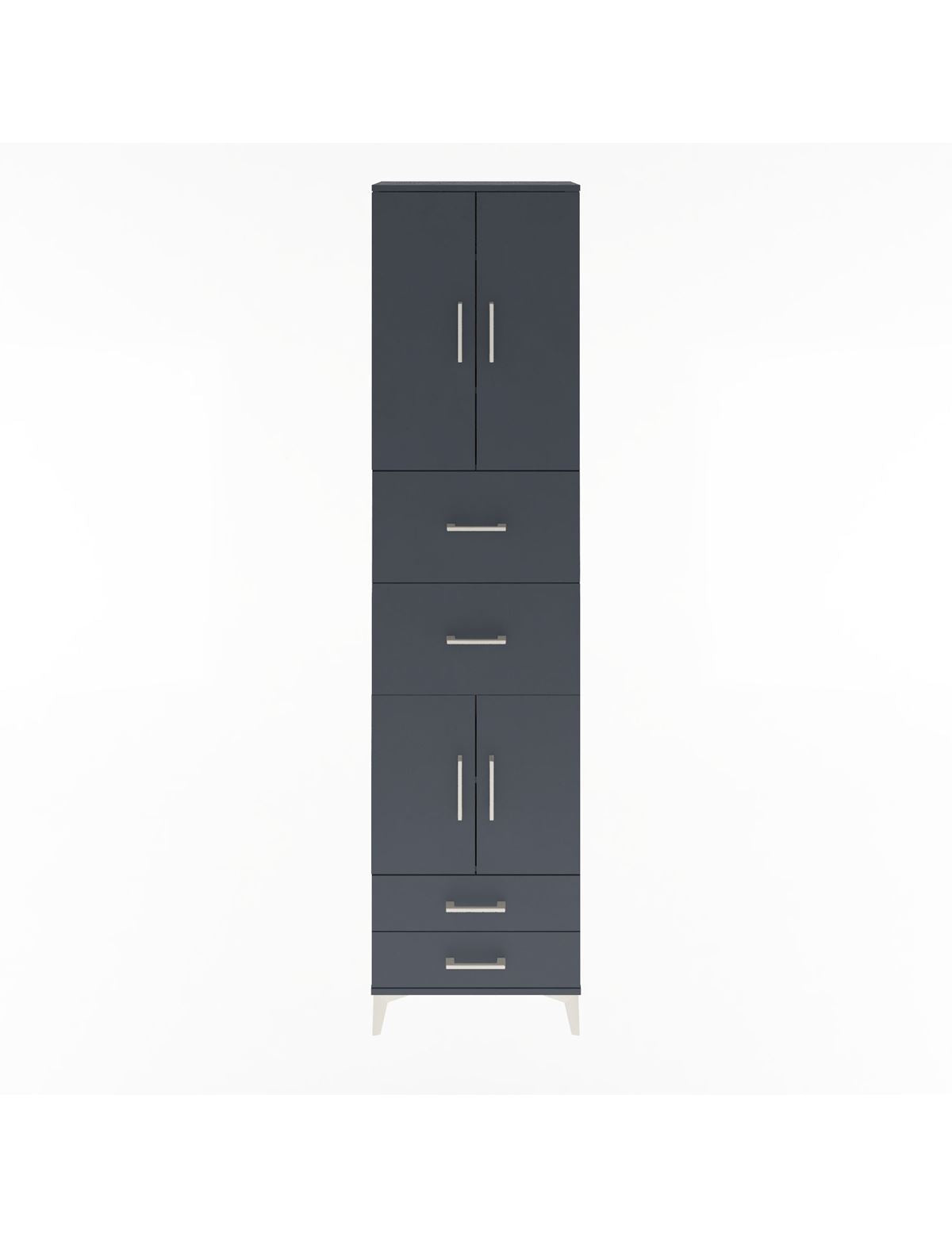 Arges Dolap 5 Raflı 4 Çekmeceli 4 Kapaklı 60x30x243 Antrasit-Antrasit