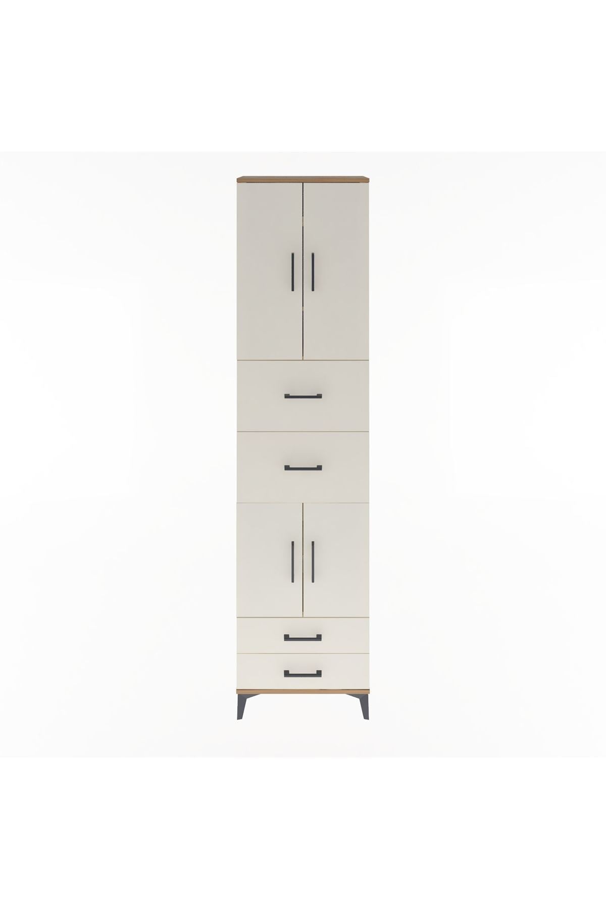 Arges Dolap 5 Raflı 4 Çekmeceli 4 Kapaklı 60x30x243 Çam-Aytaşı