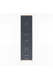 Arges Dolap 5 Raflı 4 Çekmeceli 4 Kapaklı 60x30x243 Çam-Antrasit
