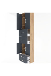 Arges Dolap 5 Raflı 4 Çekmeceli 4 Kapaklı 60x30x243 Çam-Antrasit