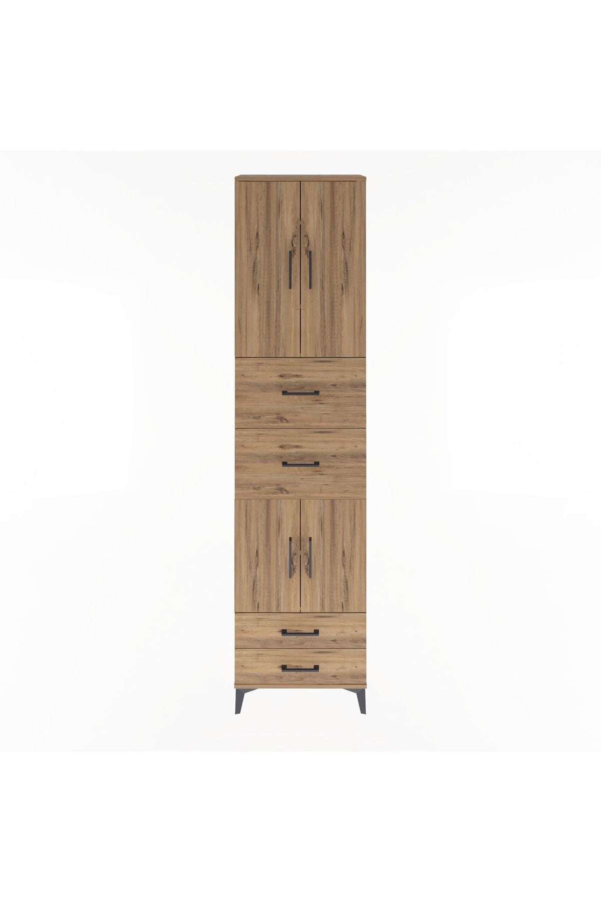 Arges Dolap 5 Raflı 4 Çekmeceli 4 Kapaklı 60x30x243 Çam-Çam