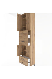 Arges Dolap 5 Raflı 4 Çekmeceli 4 Kapaklı 60x30x243 Çam-Çam