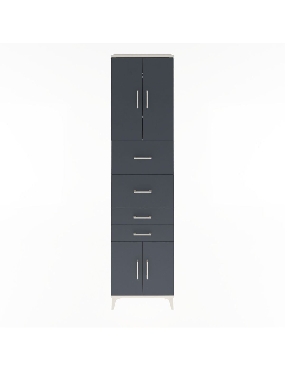 Arges Dolap 3 Raflı 4 Çekmeceli 4 Kapaklı 60x30x243 Aytaşı-Antrasit