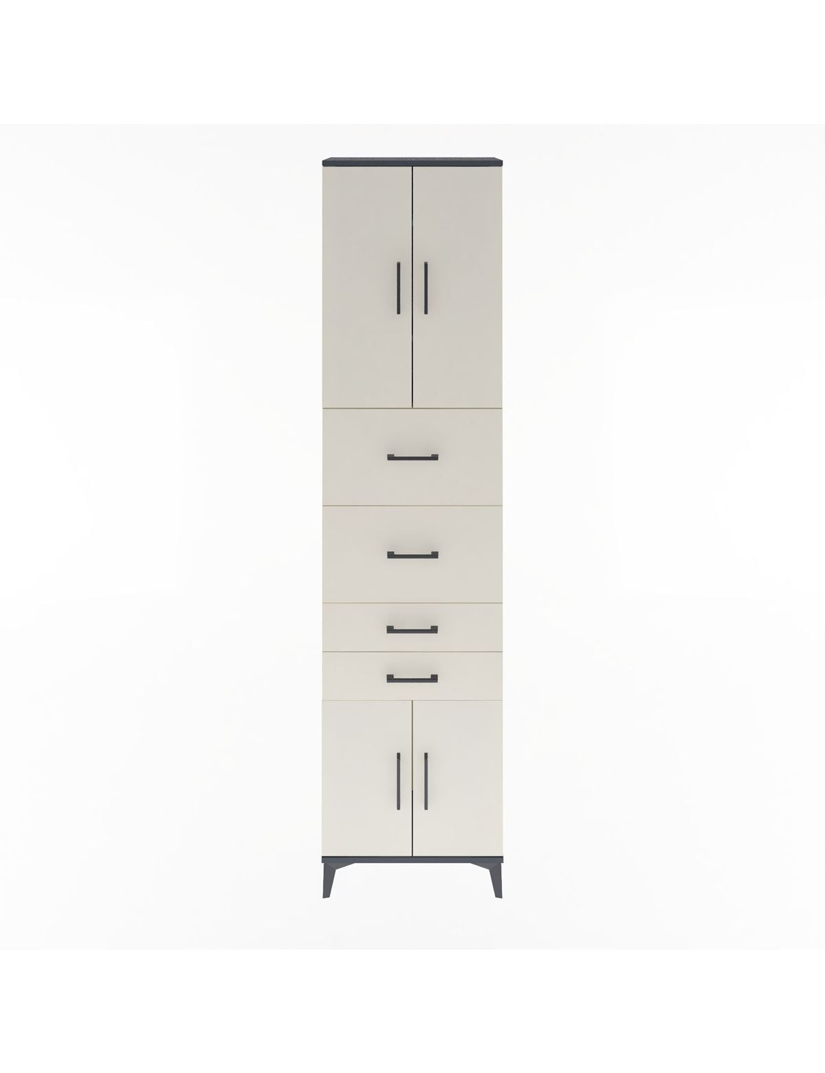 Arges Dolap 3 Raflı 4 Çekmeceli 4 Kapaklı 60x30x243 Antrasit-Aytaşı