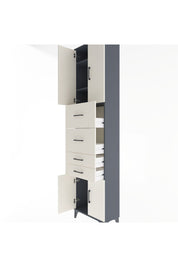 Arges Dolap 3 Raflı 4 Çekmeceli 4 Kapaklı 60x30x243 Antrasit-Aytaşı