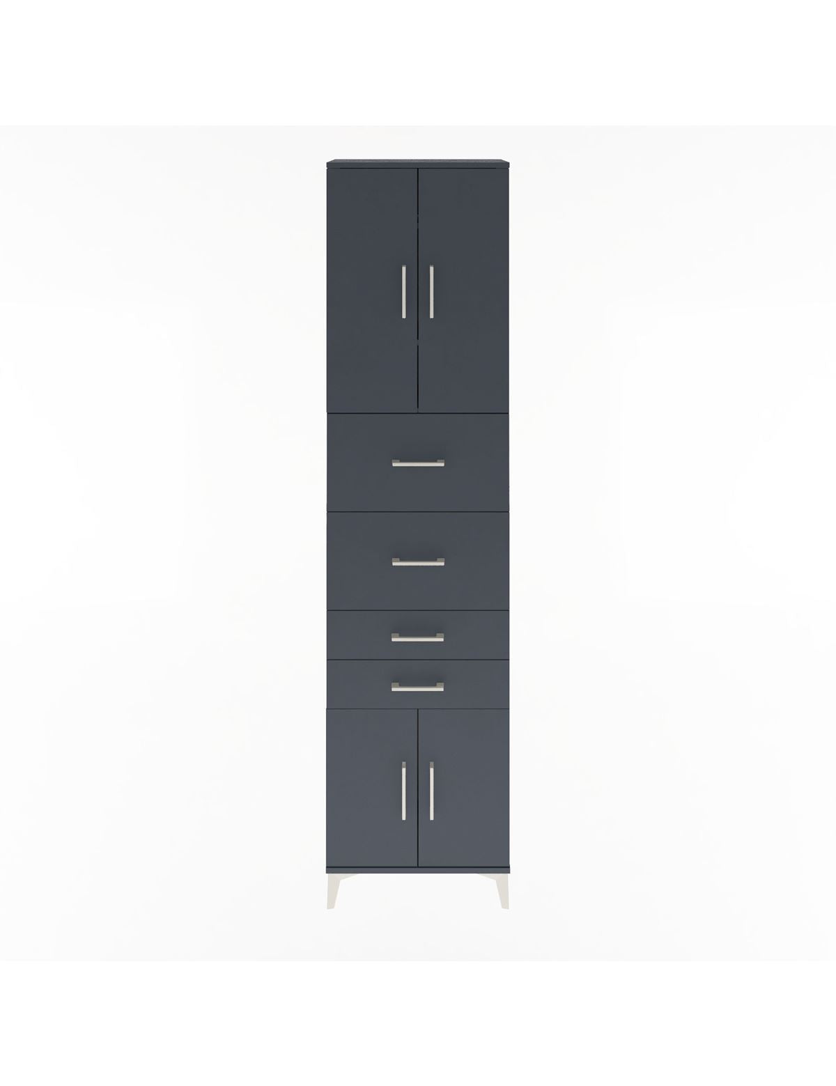 Arges Dolap 3 Raflı 4 Çekmeceli 4 Kapaklı 60x30x243 Antrasit-Antrasit