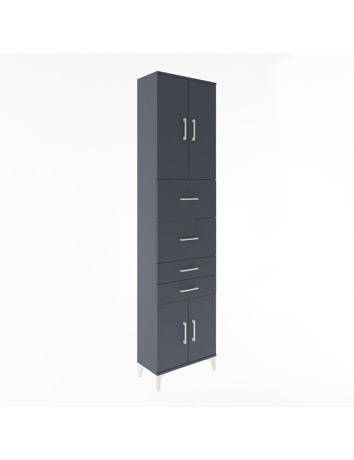 Arges Dolap 3 Raflı 4 Çekmeceli 4 Kapaklı 60x30x243 Antrasit-Antrasit