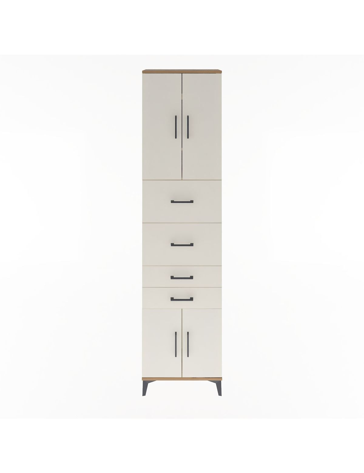 Arges Dolap 3 Raflı 4 Çekmeceli 4 Kapaklı 60x30x243 Çam-Aytaşı