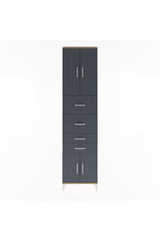 Arges Dolap 3 Raflı 4 Çekmeceli 4 Kapaklı 60x30x243 Çam-Antrasit