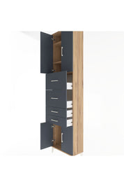 Arges Dolap 3 Raflı 4 Çekmeceli 4 Kapaklı 60x30x243 Çam-Antrasit