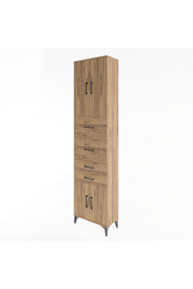 Arges Dolap 3 Raflı 4 Çekmeceli 4 Kapaklı 60x30x243 Çam-Çam