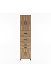 Arges Dolap 3 Raflı 4 Çekmeceli 4 Kapaklı 60x30x243 Çam-Çam