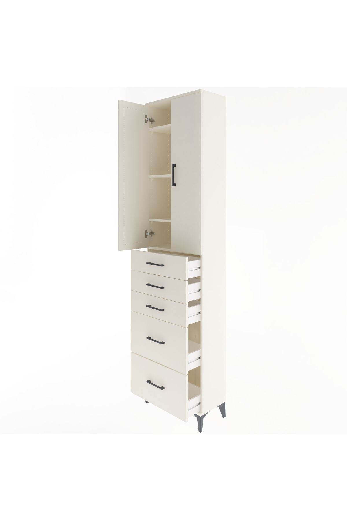 Arges Dolap 4 Raflı 5 Çekmeceli 2 Kapaklı 60x30x243 Aytaşı-Aytaşı