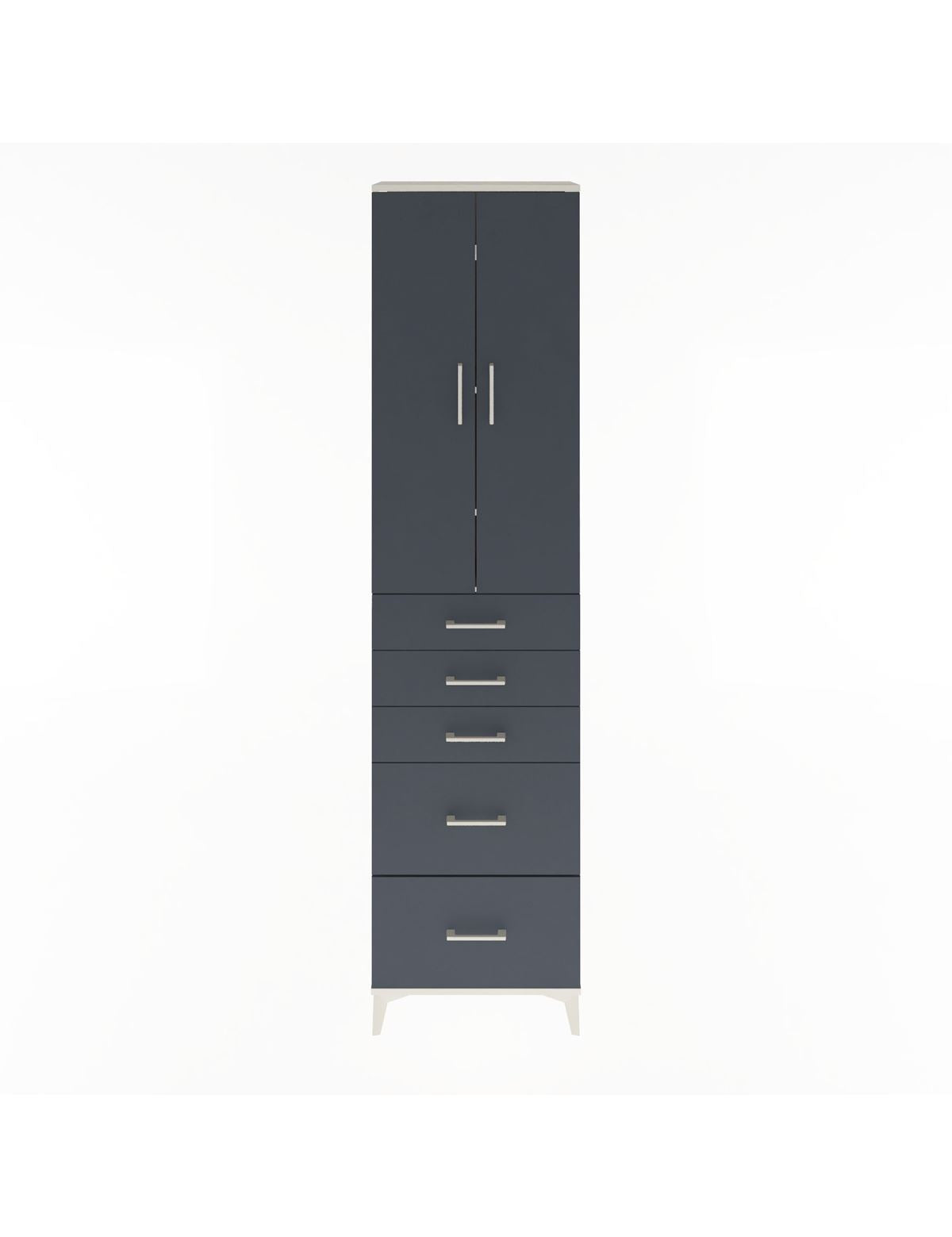 Arges Dolap 4 Raflı 5 Çekmeceli 2 Kapaklı 60x30x243 Aytaşı-Antrasit