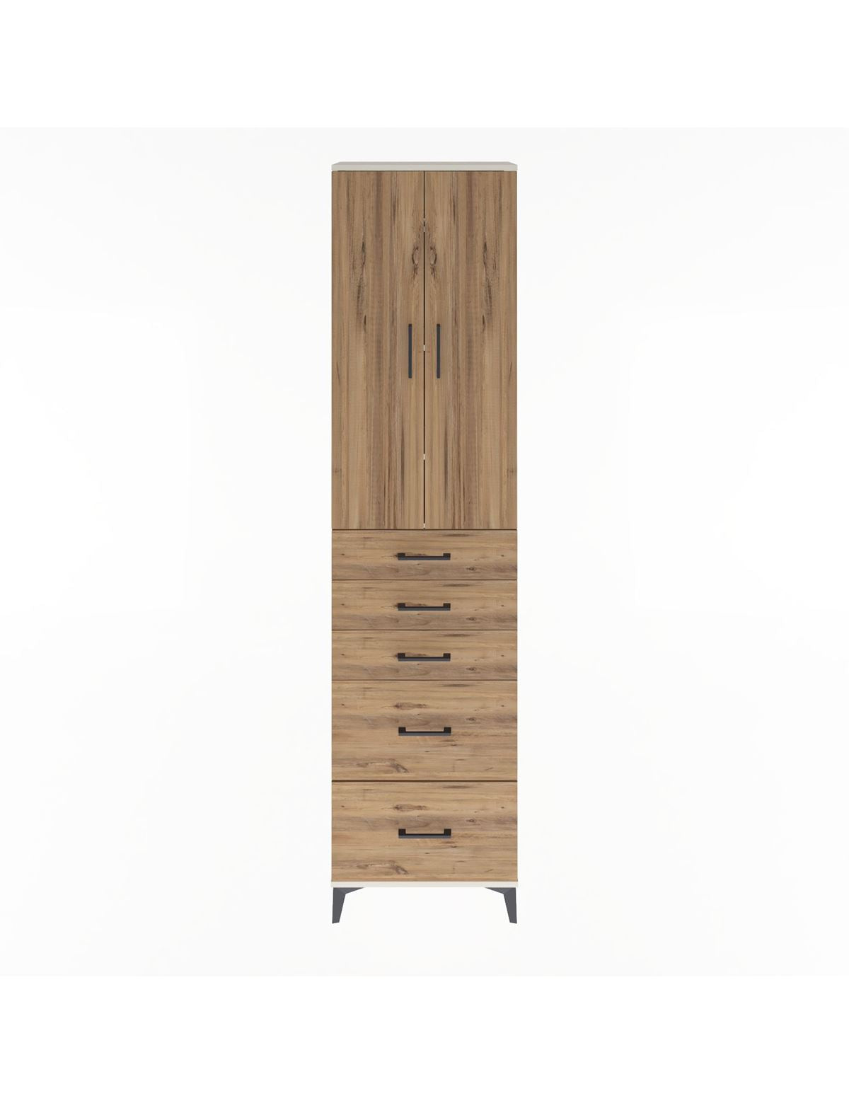 Arges Dolap 4 Raflı 5 Çekmeceli 2 Kapaklı 60x30x243 Aytaşı-Çam