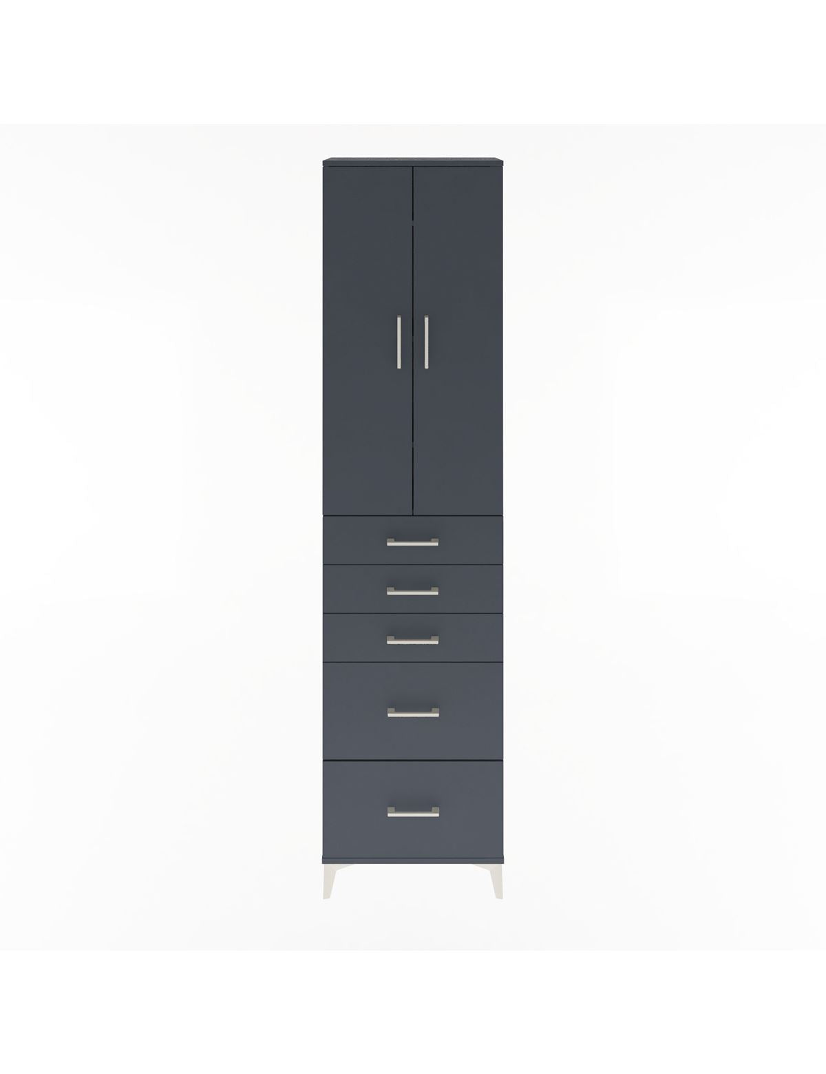 Arges Dolap 4 Raflı 5 Çekmeceli 2 Kapaklı 60x30x243 Antrasit-Antrasit