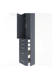 Arges Dolap 4 Raflı 5 Çekmeceli 2 Kapaklı 60x30x243 Antrasit-Antrasit