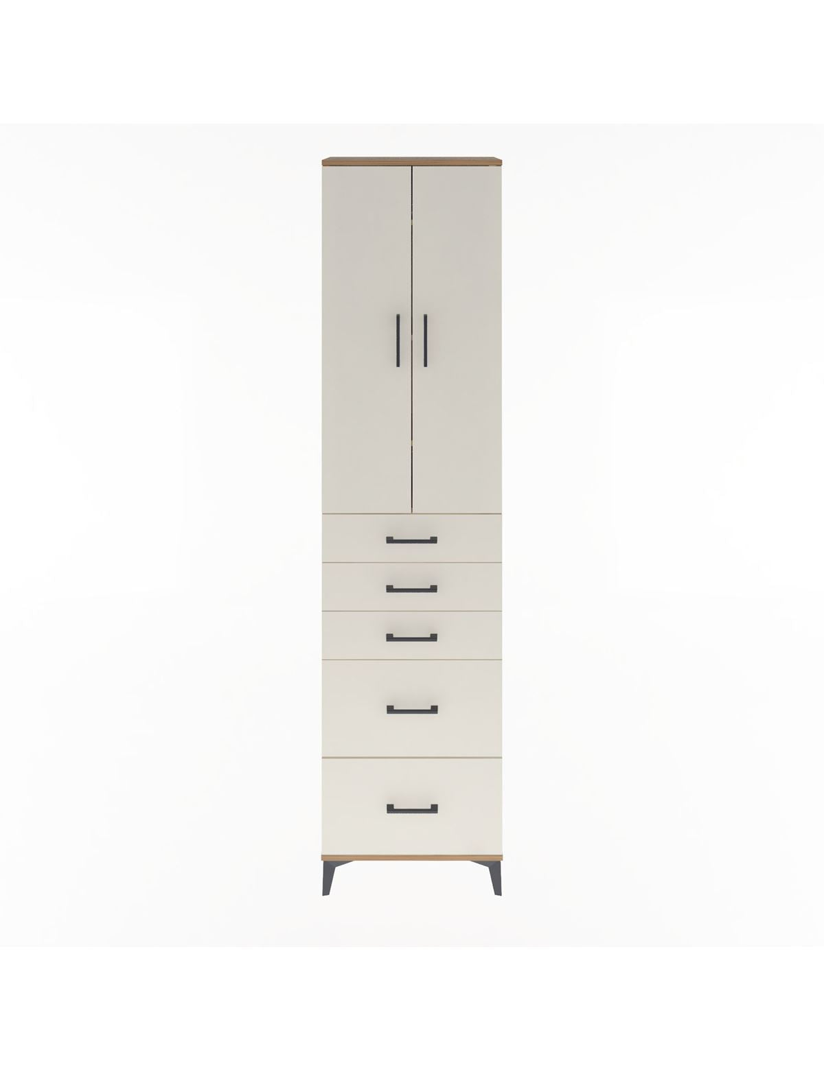 Arges Dolap 4 Raflı 5 Çekmeceli 2 Kapaklı 60x30x243 Çam-Aytaşı